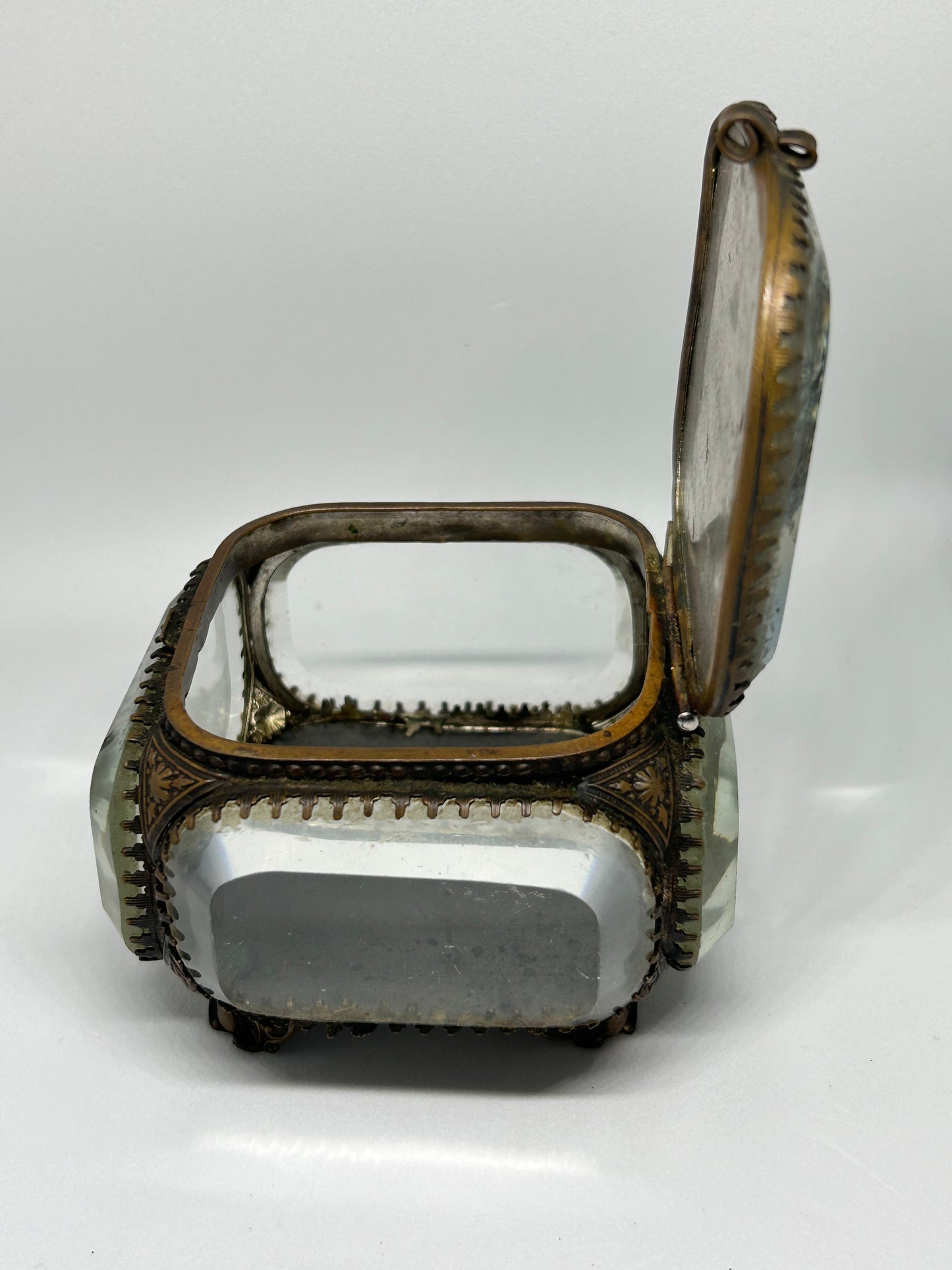 Antique French Beveled Glass Souvenir Jewelry / Trinket FromThe Franco Chicago Exhibition 1893