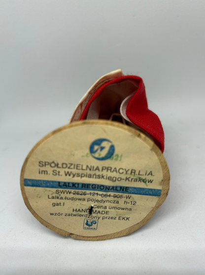 Vintage Polish Souvenir Doll of Woman On Round Wooden Base