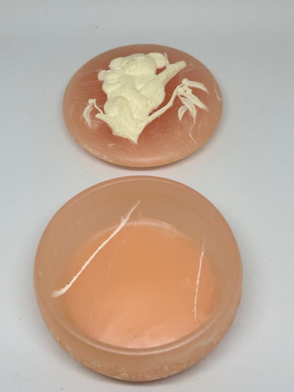 Vintage Marlestone Koala Bear Cameo Jewelry Box- Genuine Handcrafted Marlestone Cultured Pink Marble- Australia