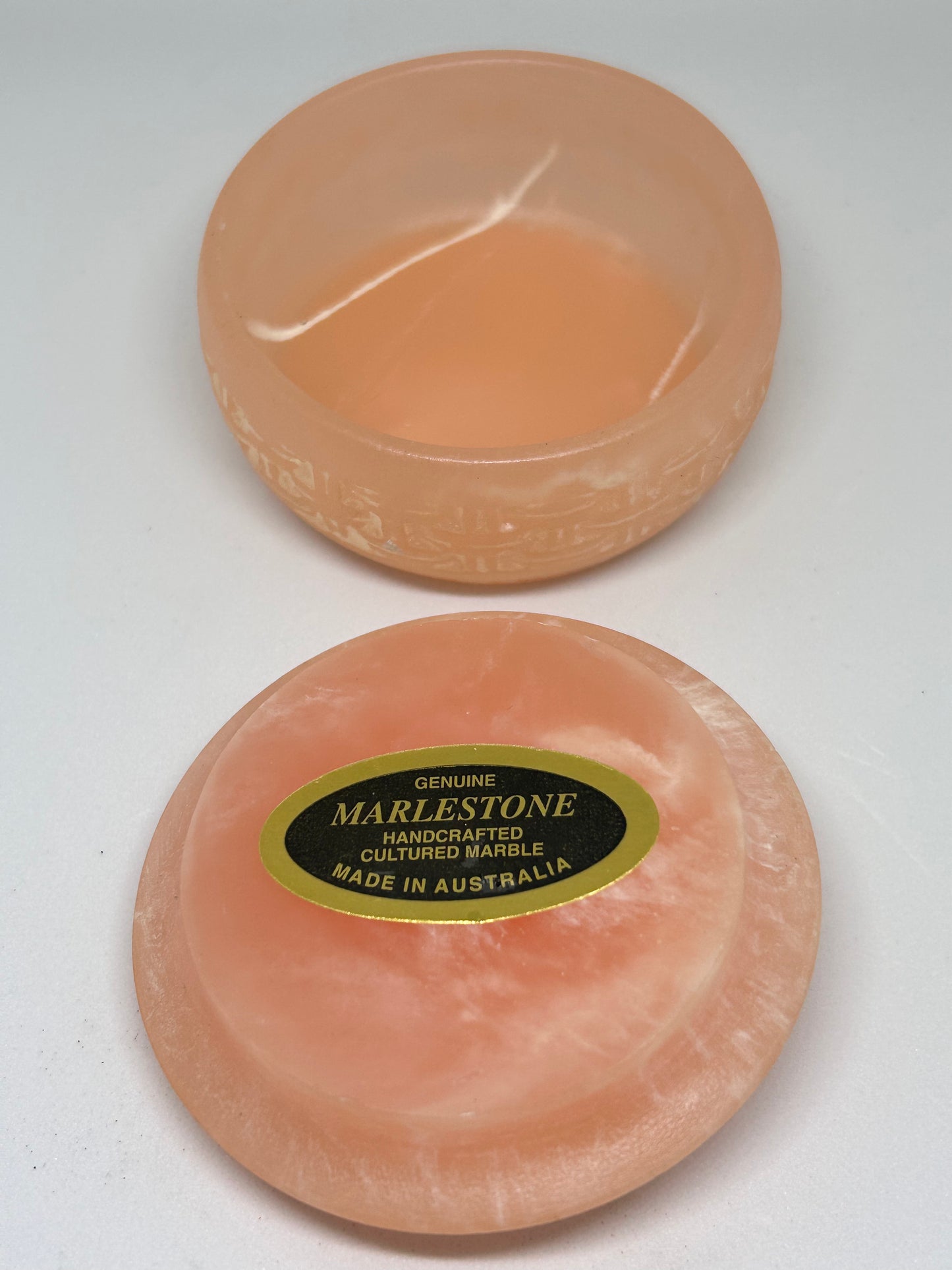 Vintage Marlestone Koala Bear Cameo Jewelry Box- Genuine Handcrafted Marlestone Cultured Pink Marble- Australia