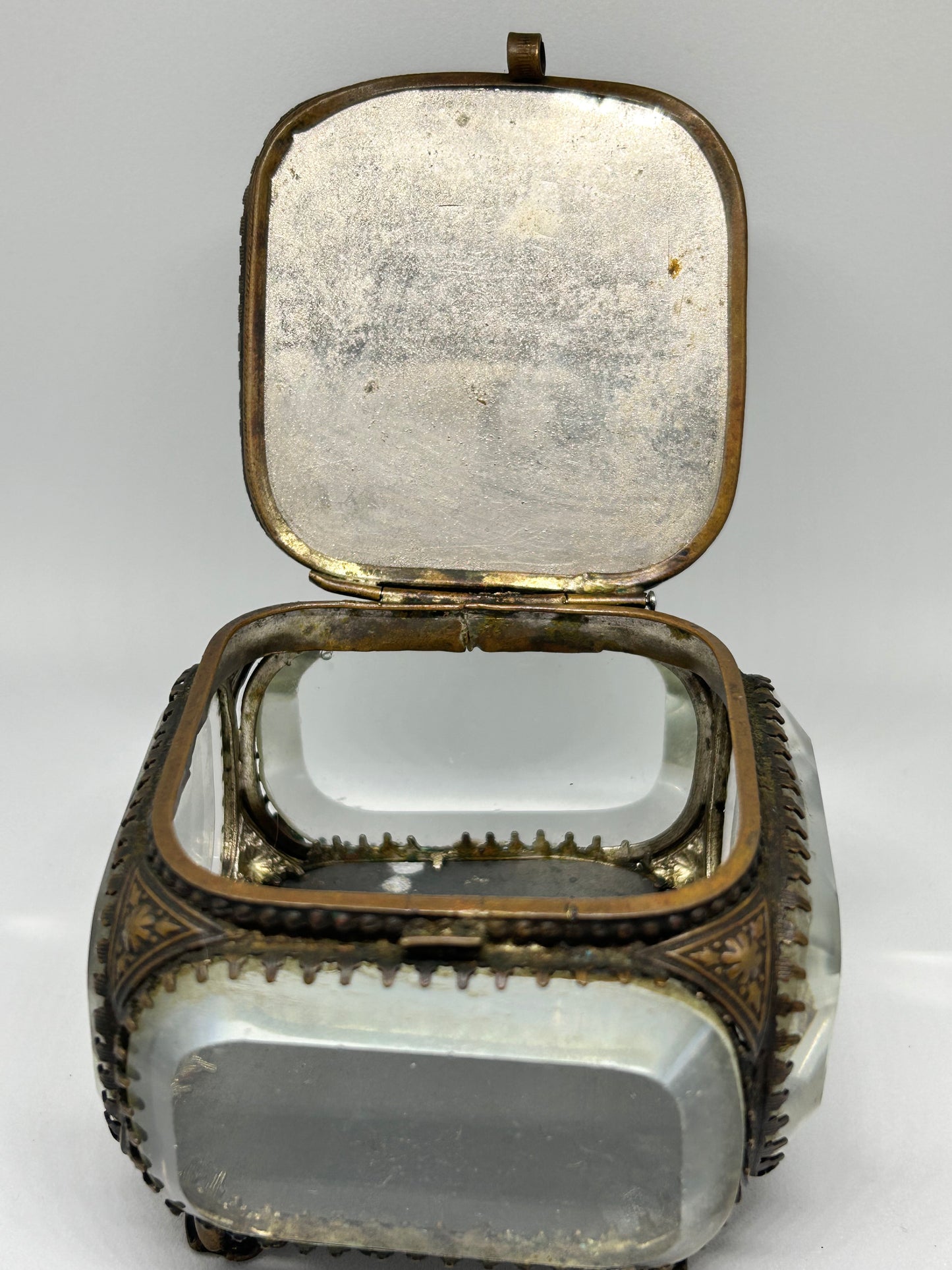 Antique French Beveled Glass Souvenir Jewelry / Trinket FromThe Franco Chicago Exhibition 1893