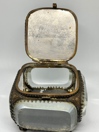 Antique French Beveled Glass Souvenir Jewelry / Trinket FromThe Franco Chicago Exhibition 1893