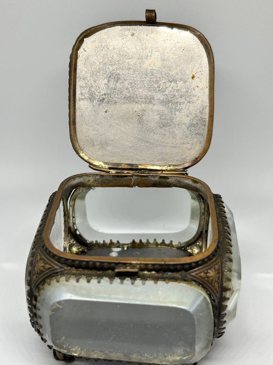 Antique French Beveled Glass Souvenir Jewelry / Trinket FromThe Franco Chicago Exhibition 1893