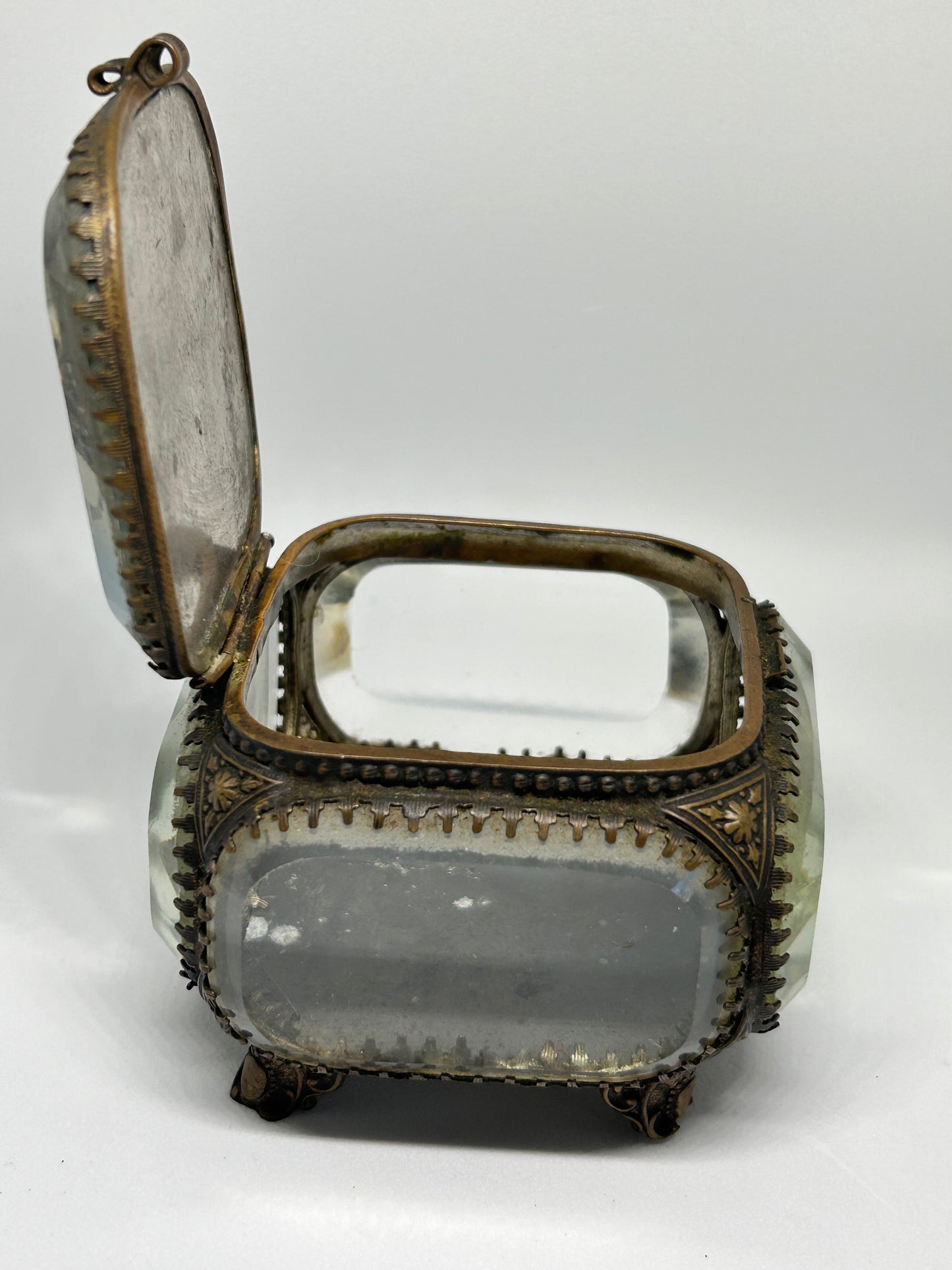 Antique French Beveled Glass Souvenir Jewelry / Trinket FromThe Franco Chicago Exhibition 1893