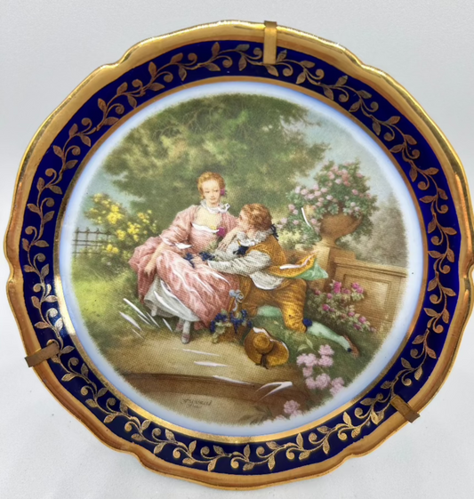 Limoges France art deco plate miniature French Romantic Couple Plate