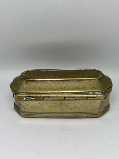 INDIAN ANTIQUE BRASS LIME / BETEL NUT BOX 19TH CENTURY