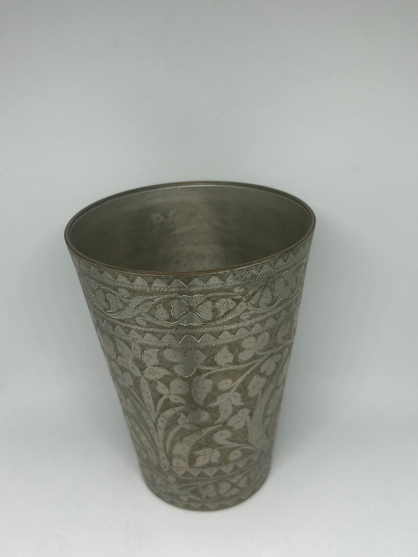 Pair of Antique Brass Cups - Hand Crafted And Engraved Circa 1900