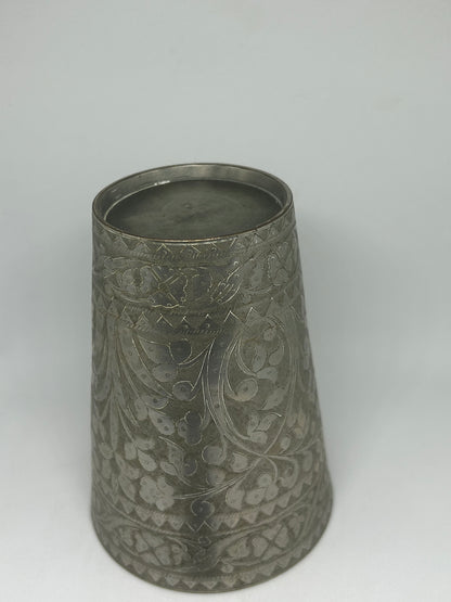 Pair of Antique Brass Cups - Hand Crafted And Engraved Circa 1900