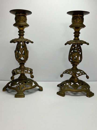 Pair of Victorian style Cast Brass Candlesticks