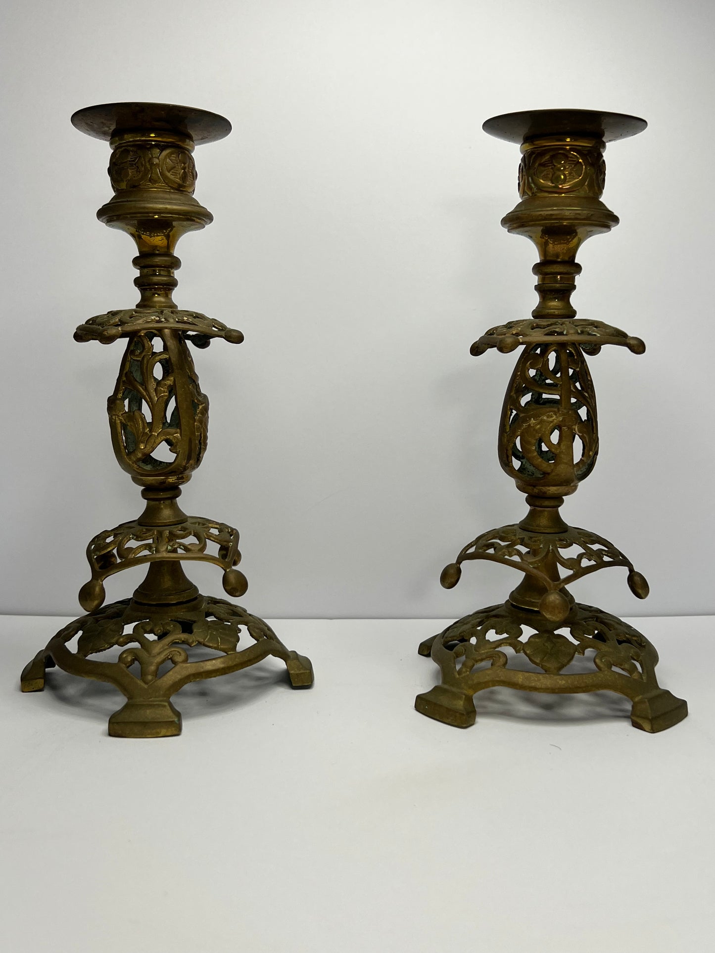 Pair of Victorian style Cast Brass Candlesticks