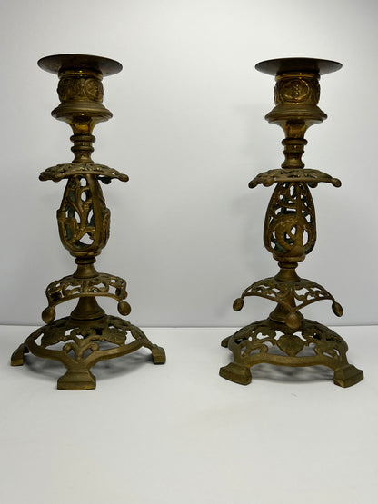 Pair of Victorian style Cast Brass Candlesticks