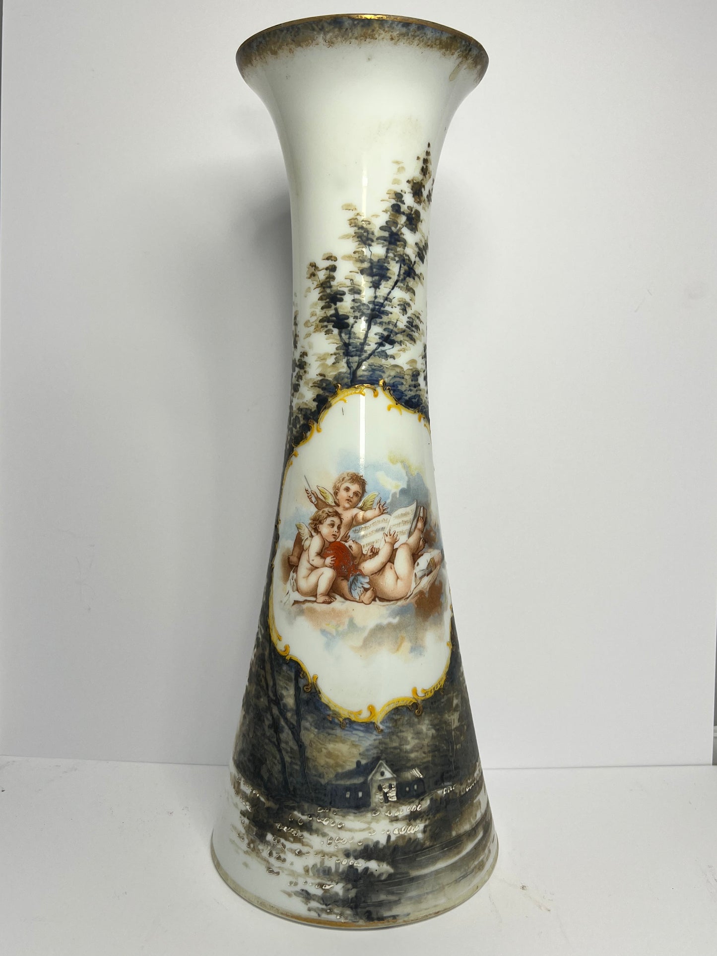 Vintage Victorian Bristol Glass Cylinder Pillar Vase