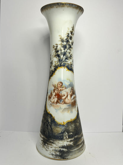 Vintage Victorian Bristol Glass Cylinder Pillar Vase