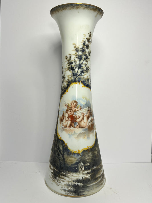 Vintage Victorian Bristol Glass Cylinder Pillar Vase