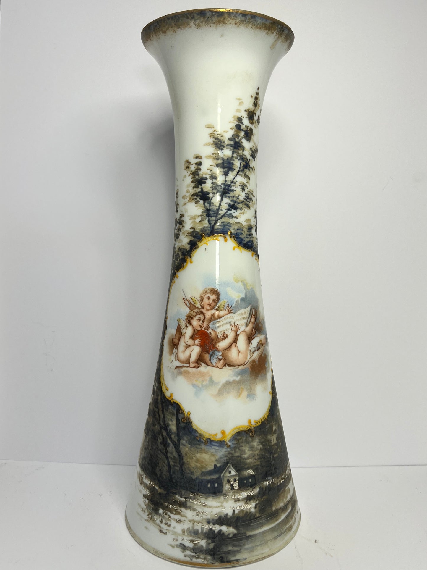 Vintage Victorian Bristol Glass Cylinder Pillar Vase