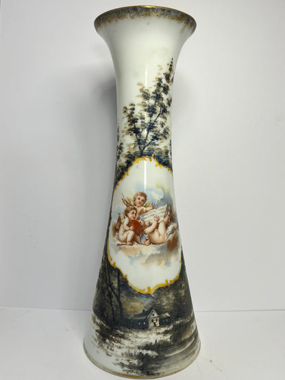 Vintage Victorian Bristol Glass Cylinder Pillar Vase