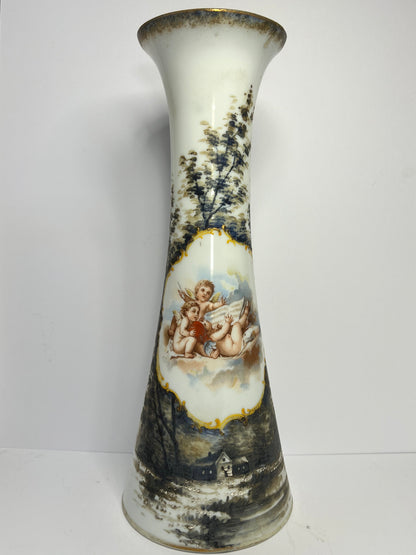 Vintage Victorian Bristol Glass Cylinder Pillar Vase