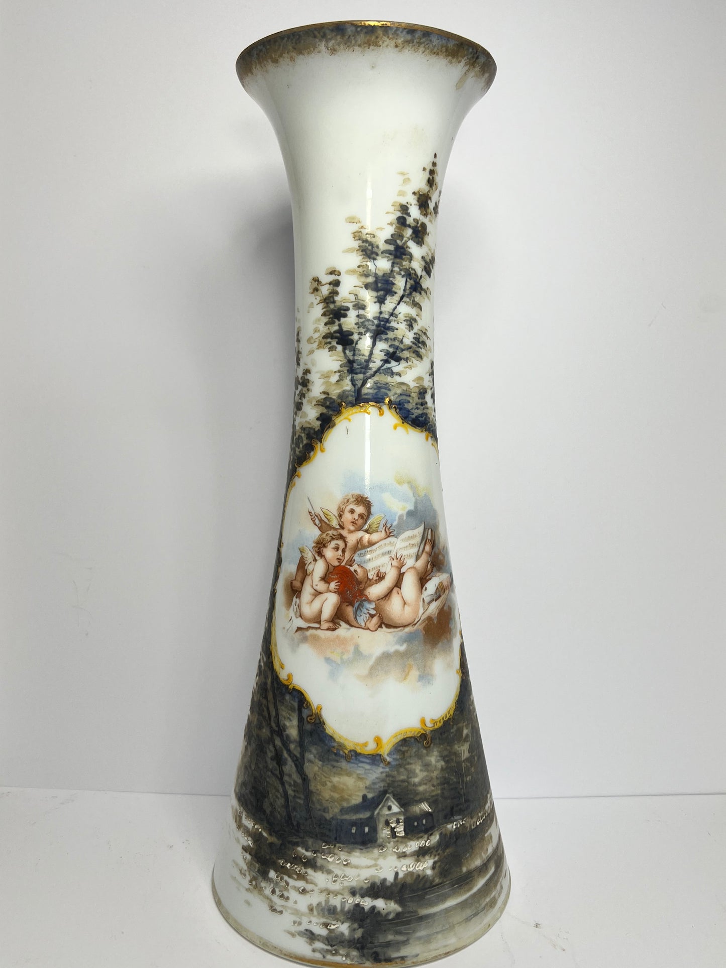 Vintage Victorian Bristol Glass Cylinder Pillar Vase