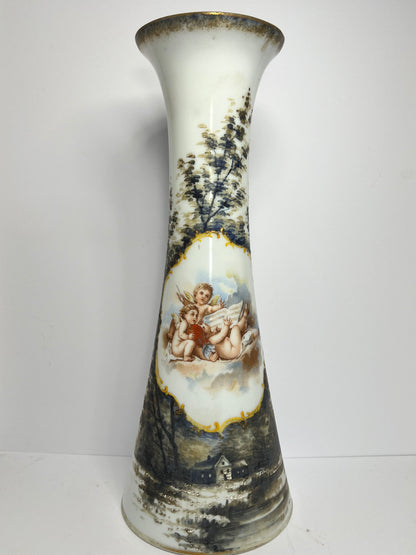 Vintage Victorian Bristol Glass Cylinder Pillar Vase